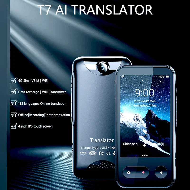 

New T7 4G The Internet Smart Voice Translator 138 Multi Languages In Real Time Online Instant Off Line Translation AI Conversion