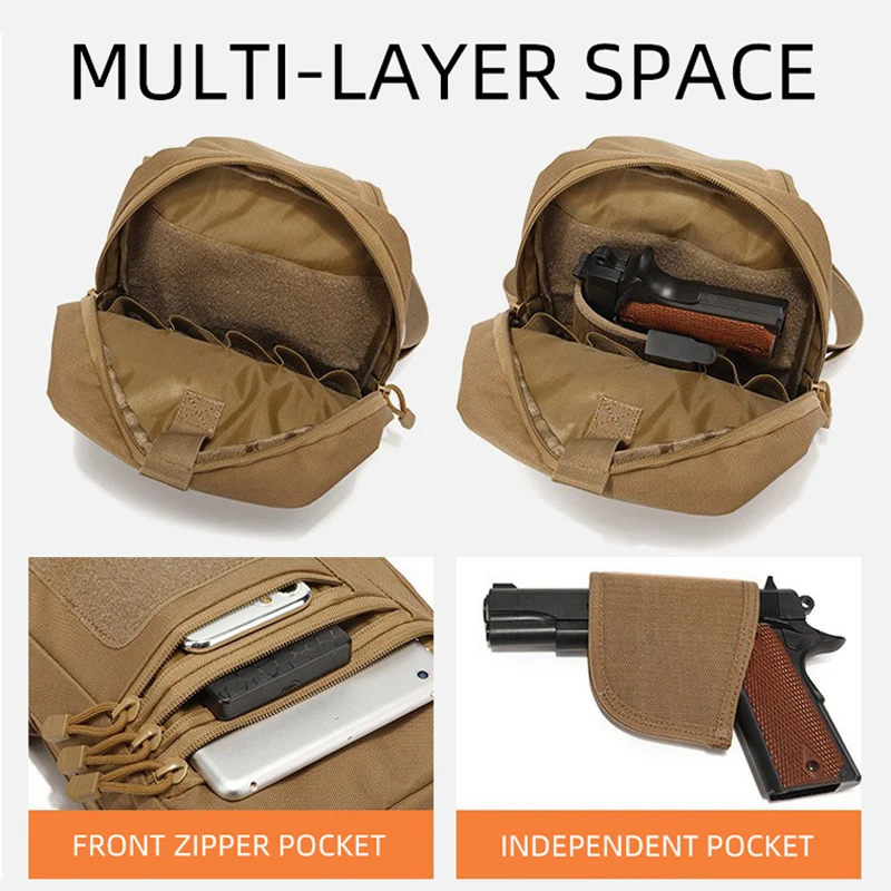 Tactical Gym Chest Bag Outdoor Travel Hunting Cycling Commuting Crossbody Bags Lightweight Molle Gun Holster Pistol Fanny Pack