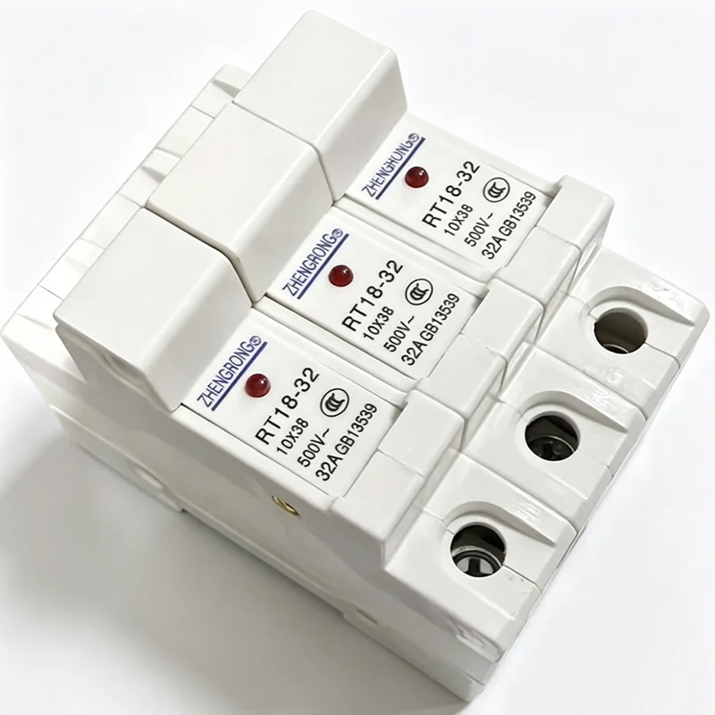Rail fuse base RT18-32 3P 500V fuse holder isolation switch R015 R015 10 * 38 copper tube type