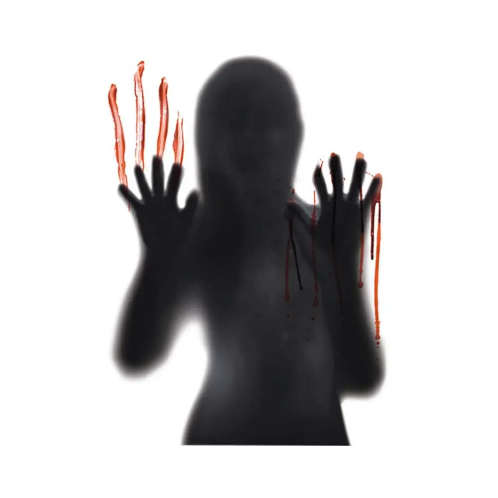 Scary PVC Bloody Handprint Female Ghost Adhesive DIY Halloween Decoration Horror Sticker Wall Sticker Window Clings