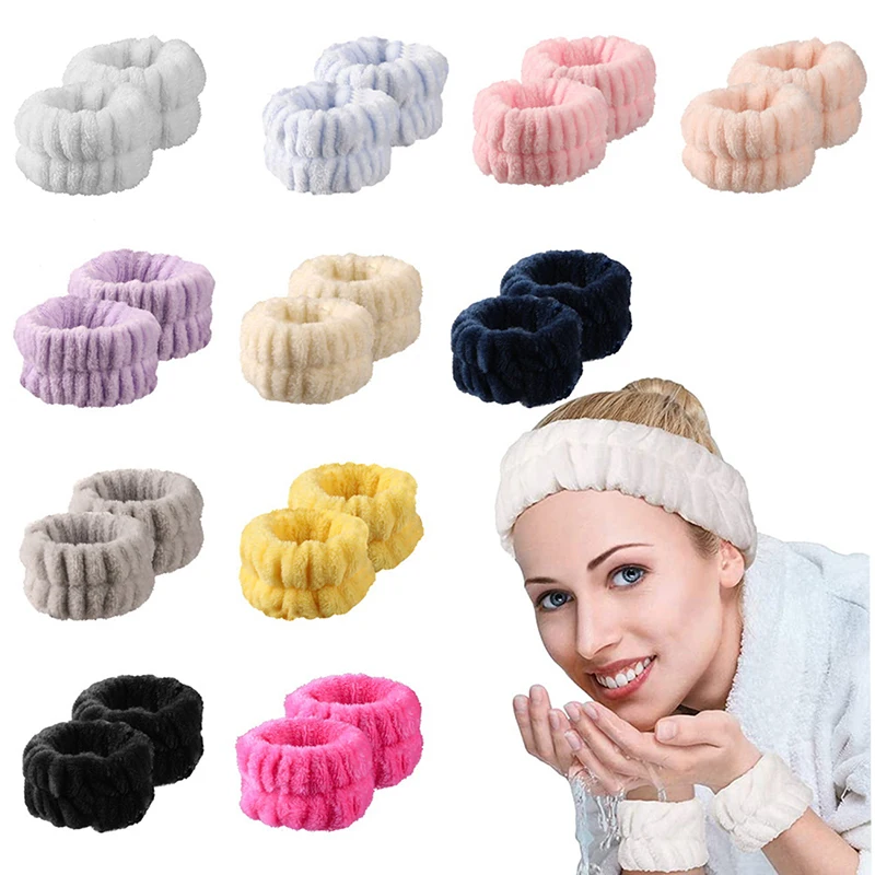 Pulseiras absorventes para lavar o rosto, Coral Fleece, Wrist Washband, Wash Towel Band, Sweatbands confortáveis e reutilizáveis