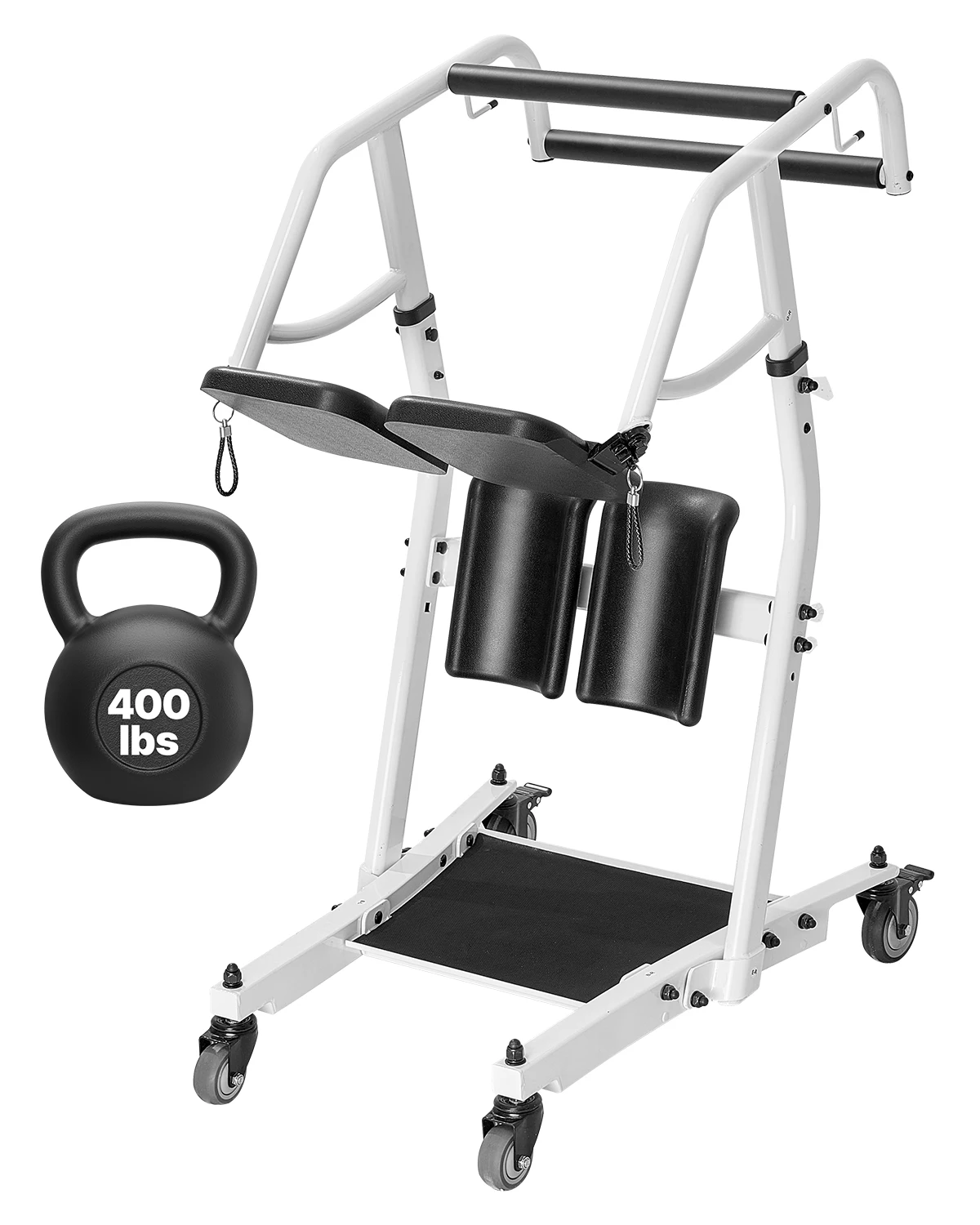 Stand Assist Patient Lift, 400 lbs Strong Capacity for Home Nursing Care, Easy Sit-to-Stand Transfer Chair for Seniors Disabled - with Adjustable Knee Pads, PU Seat Pad & Lockable Wheels