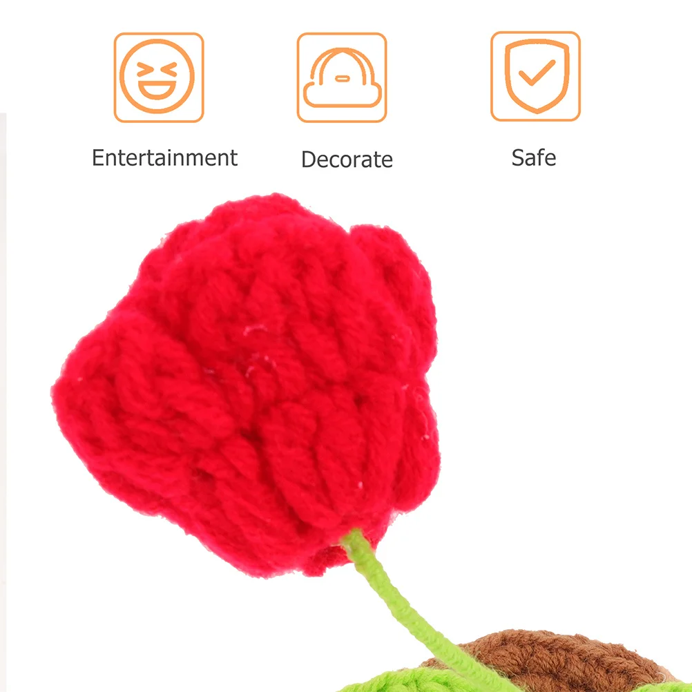 

2Pcs Exquisite Crochet Flower Bonsai Realistic Design Tabletop Decoration Adorable Birthday Present Crochet Flowers