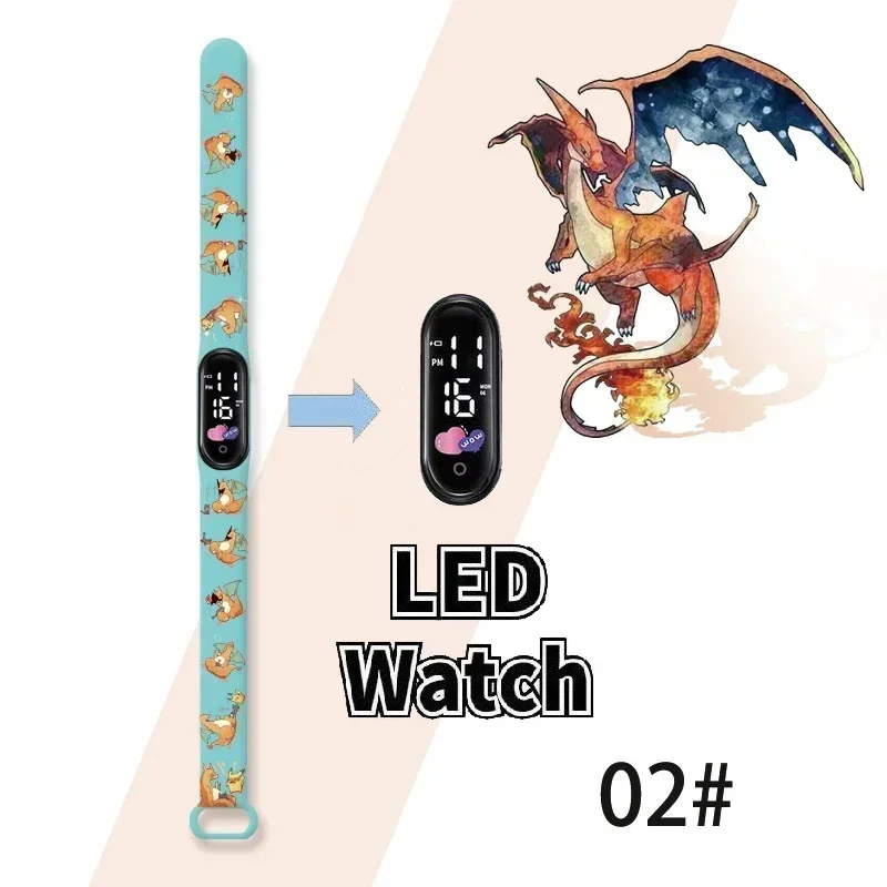 Montres numériques Pokemon Charizard pour enfants, figurine d'action de dessin animé, LED tactile, montre de sport électronique étanche, cadeaux de Noël