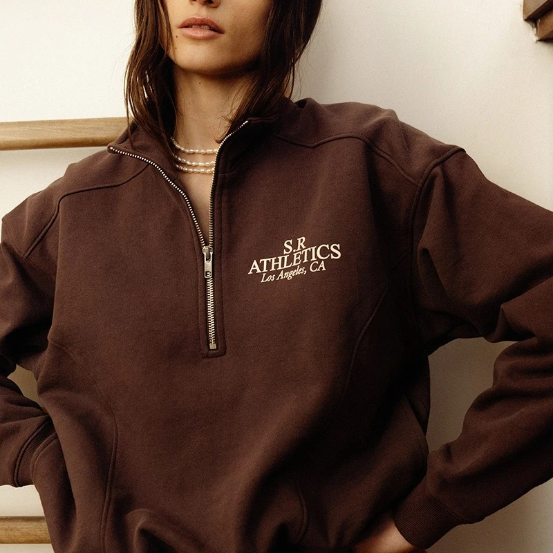 

Флисовая теплая толстовка на молнии для легкой атлетики, женский пуловер, шоколадный свободный оверсайз на молнии, осенне-зимний женский свитшот, топы