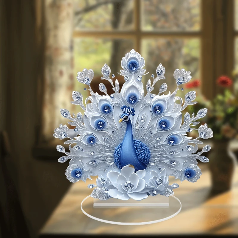 Crystal Peacock Acrylic Desktop Decoration Office TV Cabinet Desktop Home Decoration Accessories Home Decor