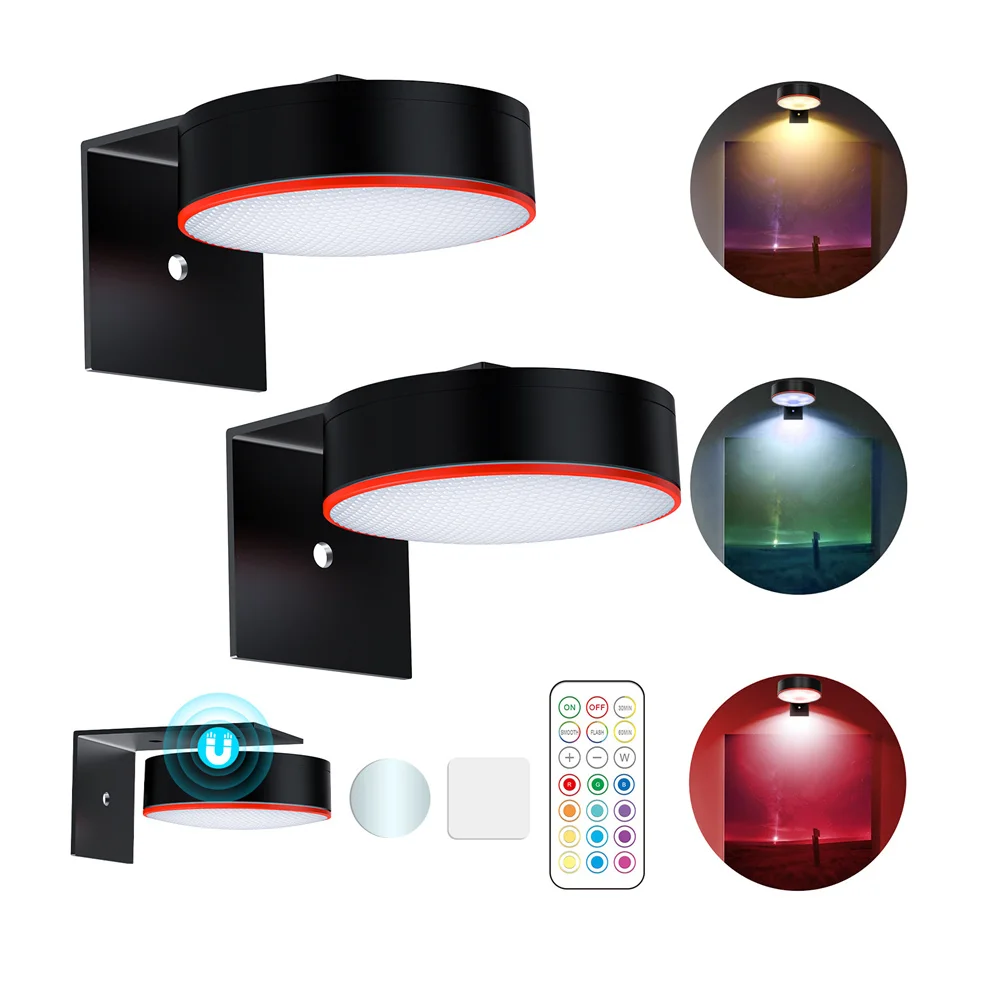 

Battery Operated RGB 13 Colors Led Painting Light&Remote/Dimmable/Timer Magnetic Puck Lamp for Picture Artworking Frame Portrait