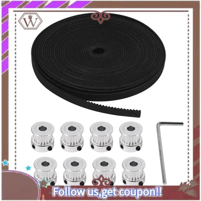 

Latest 16Pcs 5Mm 20 Teeth Aluminum Timing Pulley Wheel+5 Meters Rubber GT2 2Mm Pitch 6Mm Wide Timing Belt For 3D Printer CNC