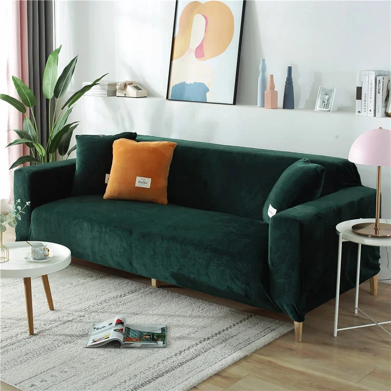 Soft Velvet Fabric Elastic Sofa Cover Thick Stretch Slip-resistant Sofa Cover for Living Room All-inclusive Slipcover