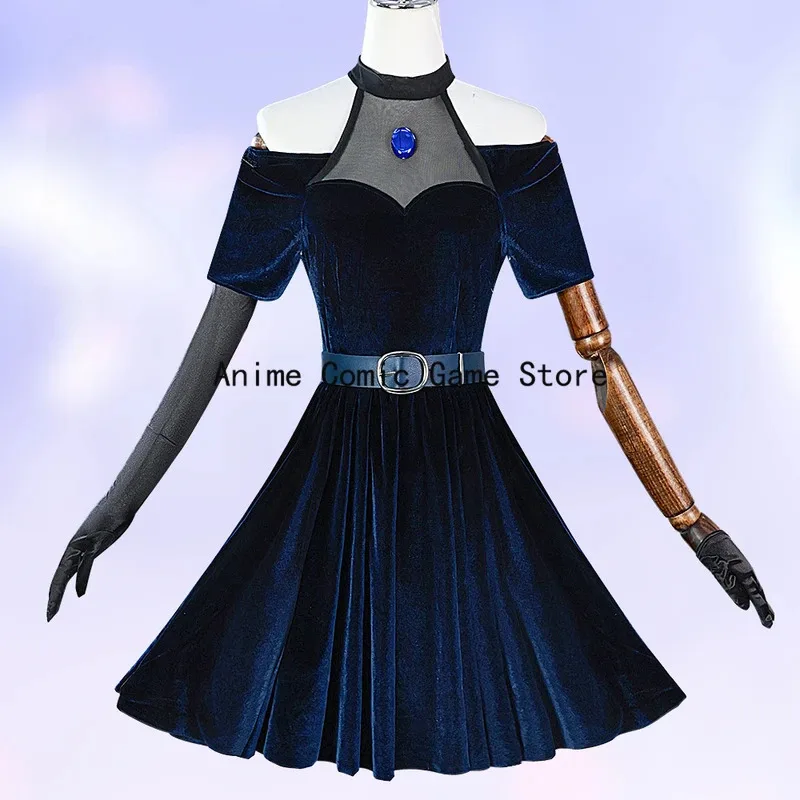 

IN STOCK Alien Stage Cosplay Mizi Cosplay Costume Wig Anime Blue Velvet Dress Halloween Party Outfits for Women