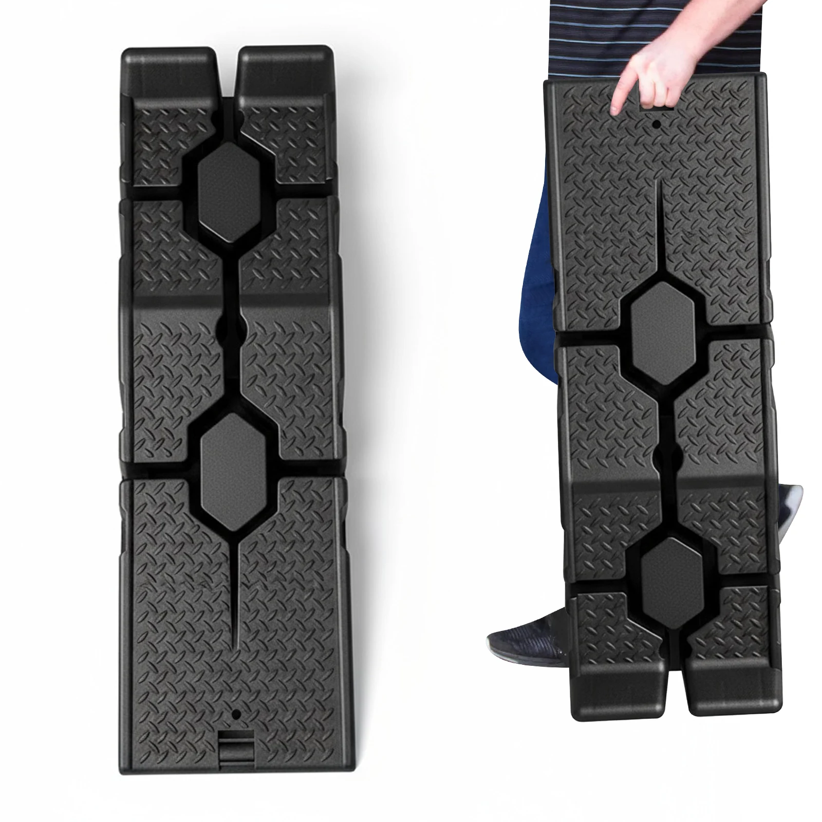 

2 Pieces Vehicle Ramp 3 Ton Capacity Plastic Car Ramps Portable Vehicle Maintenance Tire Ramps for Truck SUV Vehicle Repair