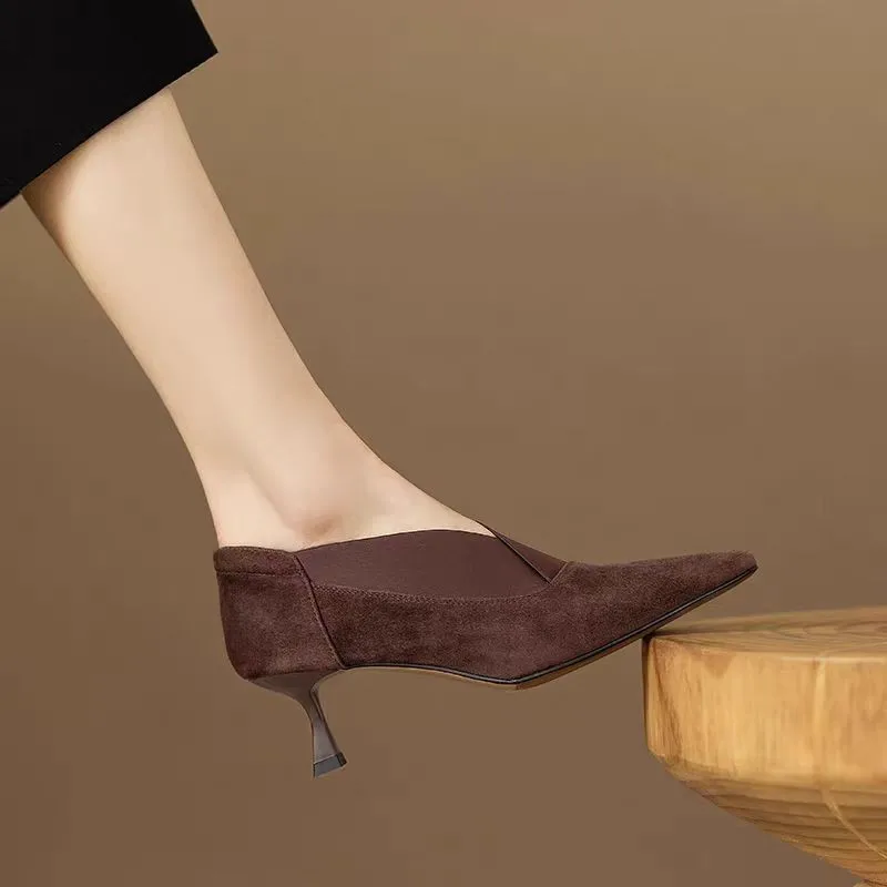 Spring/ Autumn New Comfortable Stiletto Women\'s Shoes Suede Party Women\'s Shoes Fashion Pointed Toe High Heels Zapatos De Mujer