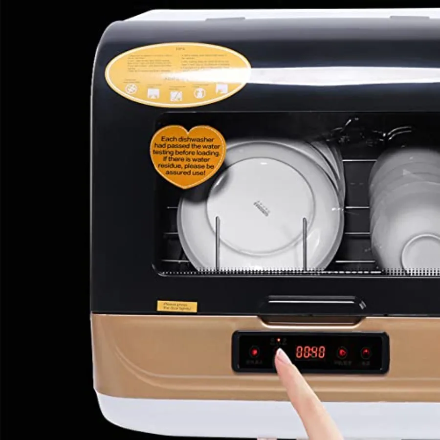 Portable Dishwasher for Apartments and RVs with 6L Water Tank 4 Wash Programs 2 Dry Modes 360 Spray Stainless Steel Exterior Si