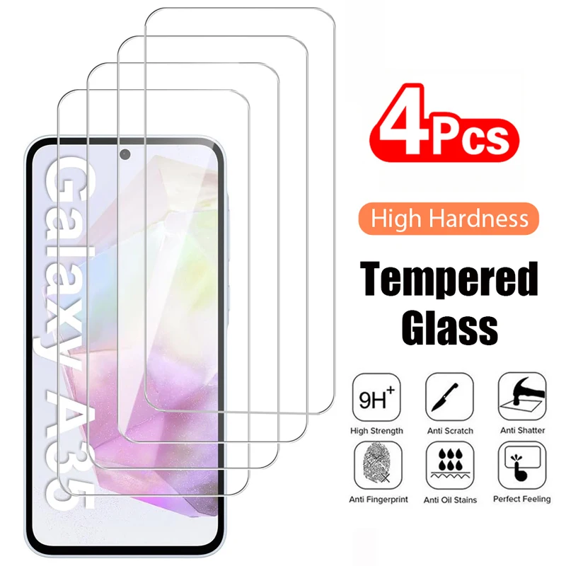 

4PCS Tempered Glass for Samsung Galaxy A35 A55 A25 A15 A05 A05S Protective Transparent Screen Protector For Samsung A05 Glass