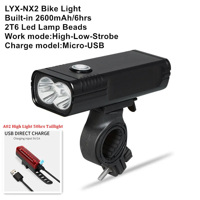 AliExpress NX2 Bicycle Headlight 2T6 MTB Bike Led Lamp Head Aluminum Alloy Mountain Cycling Front Lamp Riding Lighting For Night Bright