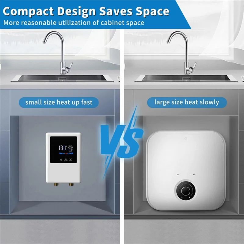 سخان مياه كهربائي من سانك، سخان مياه ساخن فوري بقدرة 5500 وات مع جهاز تحكم عن بعد وسخان مياه بشاشة LCD تعمل باللمس
