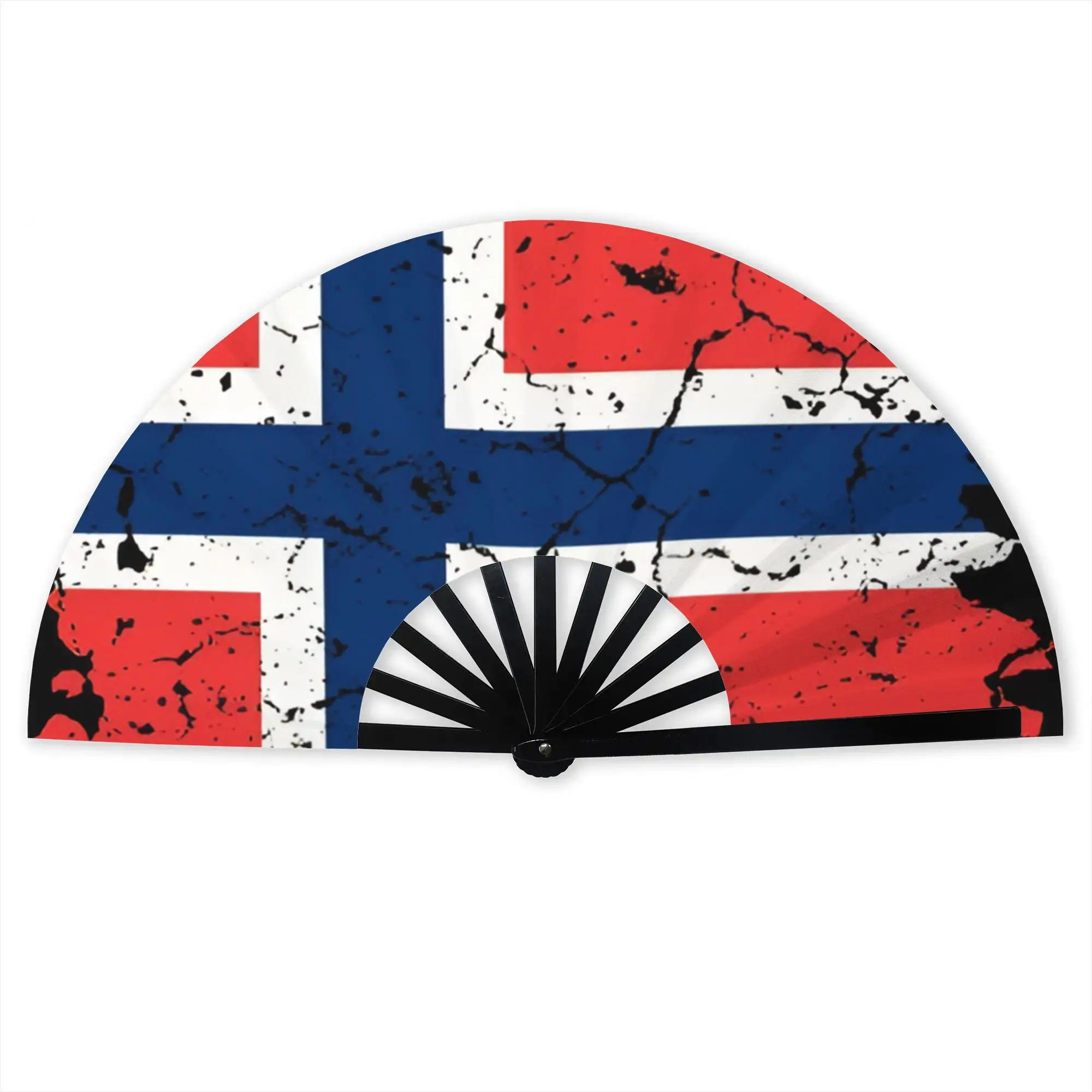 Custom Norway Flag Hand Fan Promotional Gift Wedding Retro Print Durable Folding Fans Creative Bulk Pack Fan
