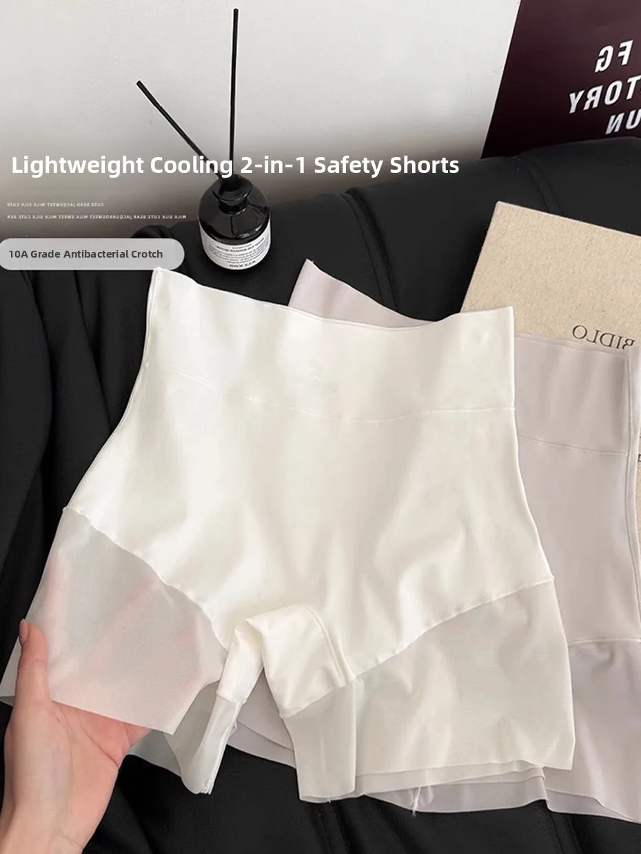 High-Waisted Anti-Bacterial Breathable Safety Pants Women's Tight Fit Base Layer Pants No Curling No Catching Two-In-One Design