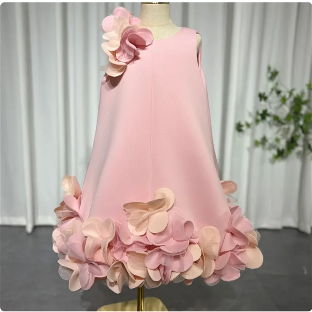 Novo vestido branco flor menina elegante baptismal bola bebê crianças roupas para casamento aniversário festa de férias vestidos feitos sob medida