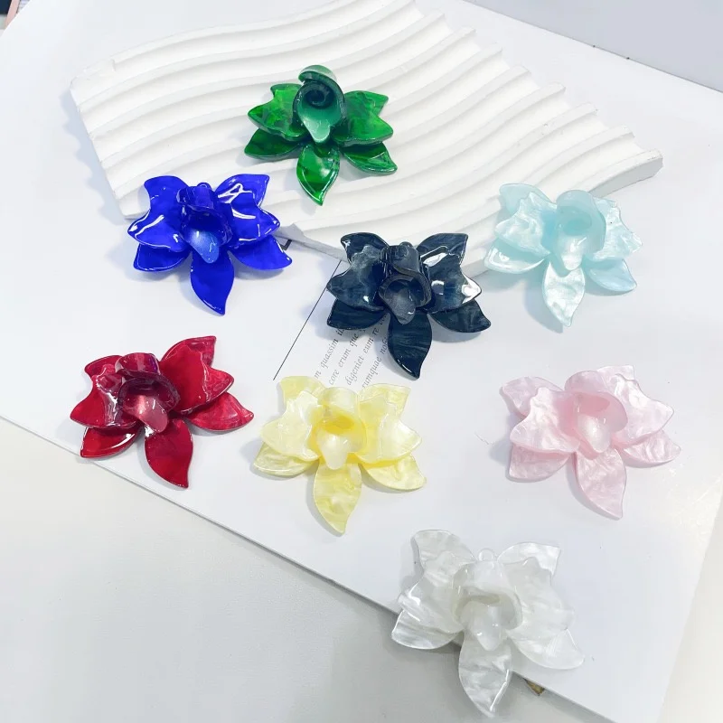 New arrived 20pcs/lot color pattern print cartoon flowers shape acrylic beads diy jewelry garment hair accessory