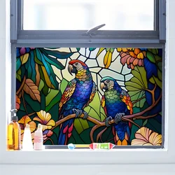 Vibrant Parrot Underwater World Glass Window Electrostatic Stickers Non-Adhesive Privacy Film Wterproof Window Home Decoration