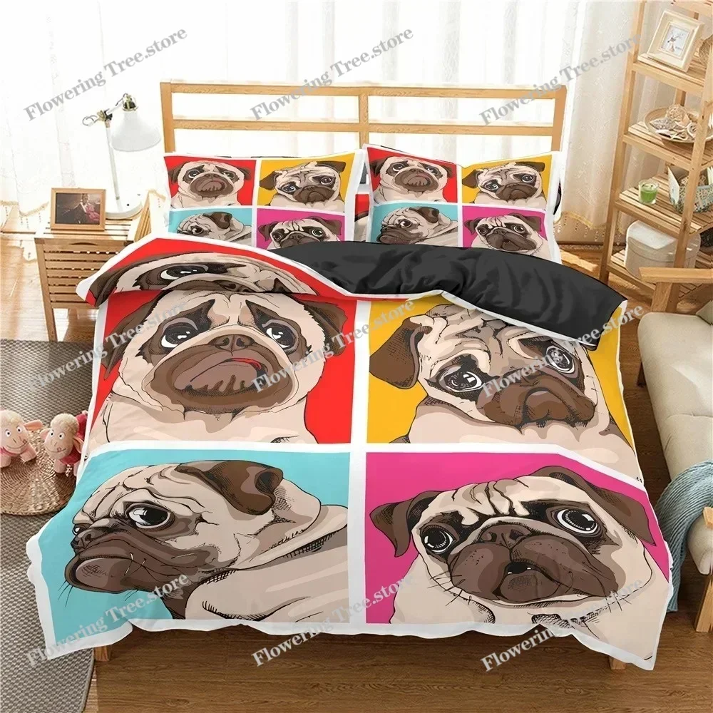 

Cute Animal Bedding Set Cartoon Pug Dog Duvet Cover Sets Kids Comforter Cover Queen King Twin Single Size Polyester Quilt Cover0