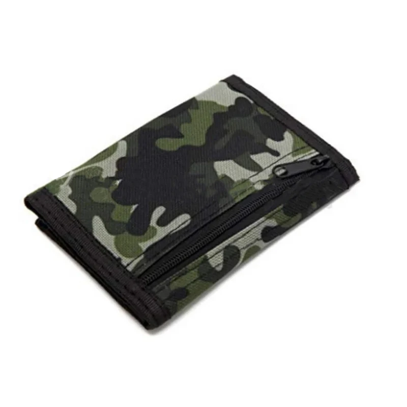 Billetera de camuflaje delgada, billetera deportiva triple, billetera de lona para exteriores con cremallera, monedero de viaje, tarjetero, regalos