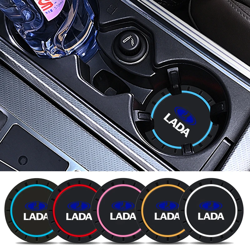 2pcs Car Water Coasters Silicone Anti-slip Mats Cup Holder Accessories For Lada Vesta Niva Samara Kalina Largus Priora Xray Gran