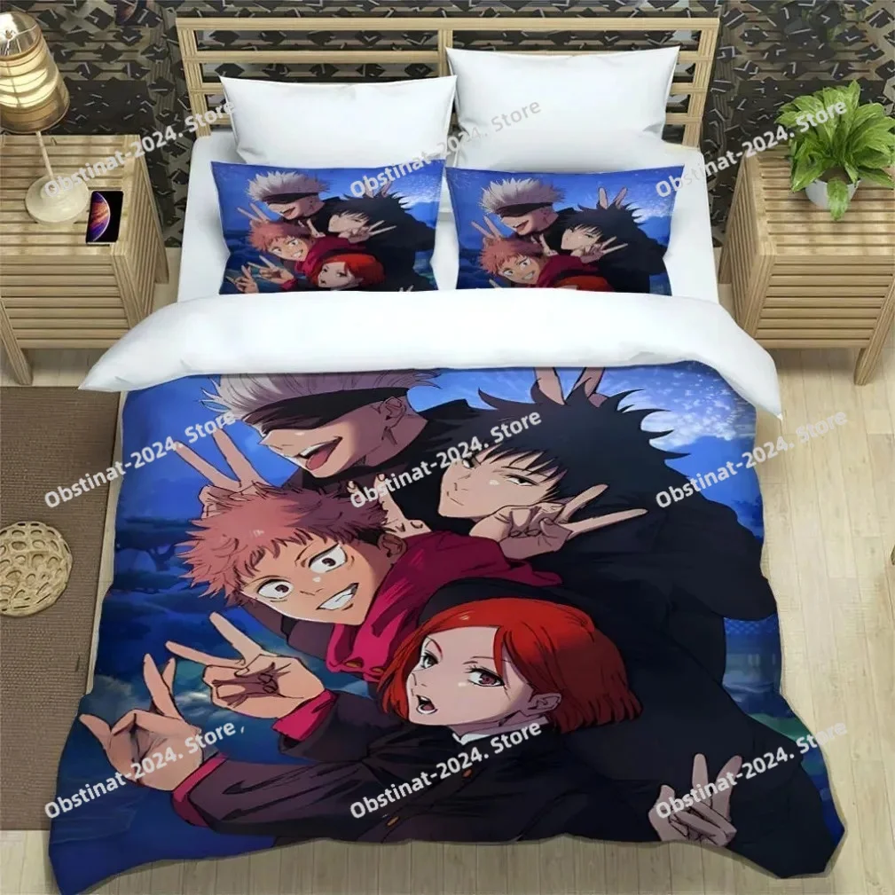 

Japan Anime Teenagers Gifts Jujutsu Kaisen Bedding Set Satoru Gojo Printed Bed Duvet Cover Pillowcase Bed Linen Sheet Quilt Full