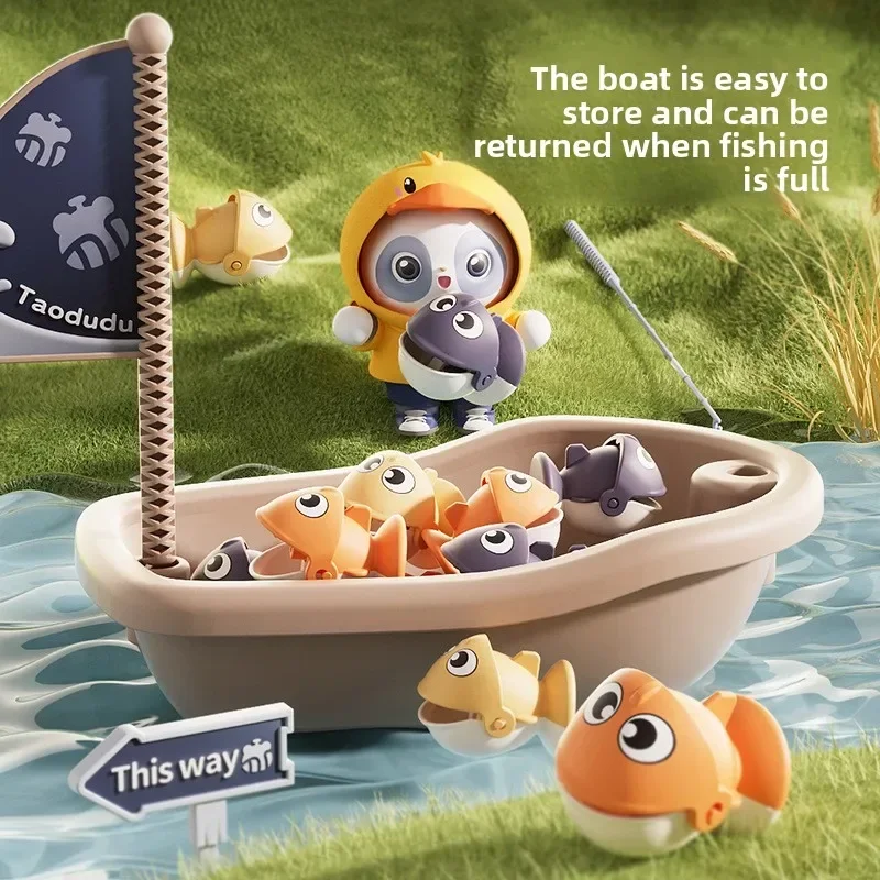 Gioco di pesca magnetico per bambini Giocattoli di pesca elettrici per bambini Ha musica Gioco di filatura Canna da pesce Educazione Giocattolo per regali di 3 anni per bambini