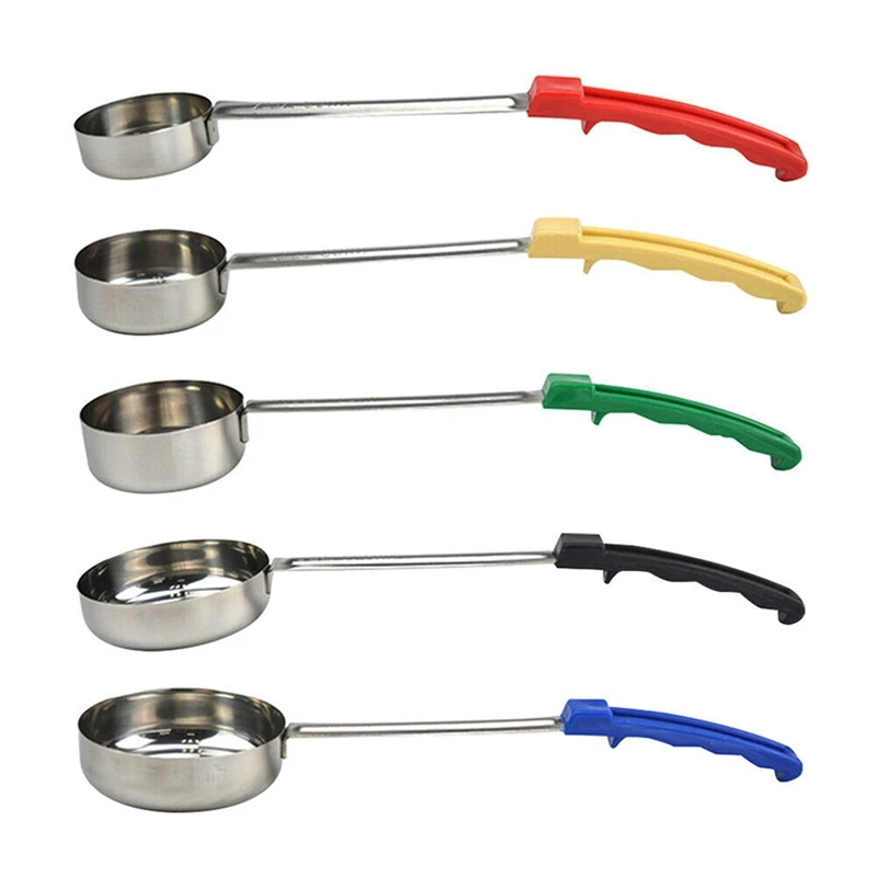 Pizza Spread Sauce Ladle Spoon with Long Rubber Handle Anti-Hot Pizza Spread Ladle Measuring Soup Spoon Cooking Tools-AT35