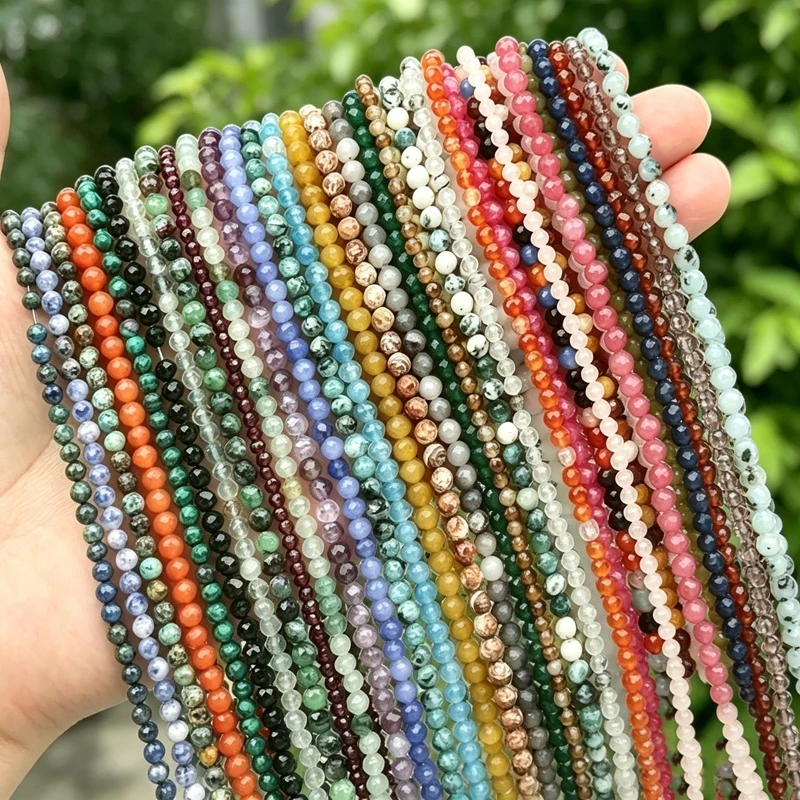 2 3 4mm Faceted Beads Natural Aquamarine Lapis Lazuli Tourmaline Amethyst Stone Beads for Jewelry Making DIY Accessories