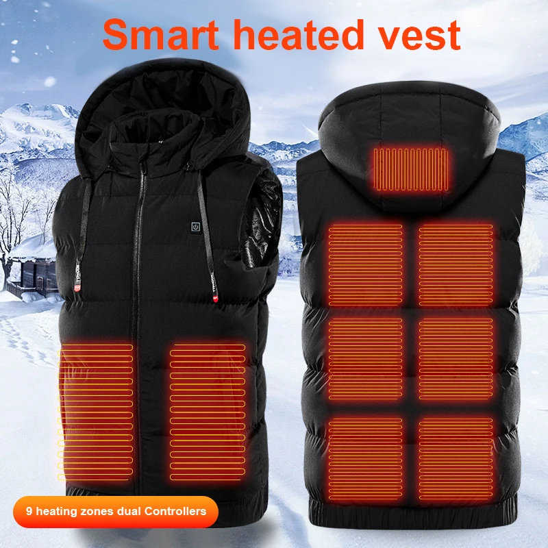 Veste chauffante électrique sans manches pour hommes et femmes, gilet alimenté par batterie aste, vêtements métropolitains, vente en gros, hiver personnalisé