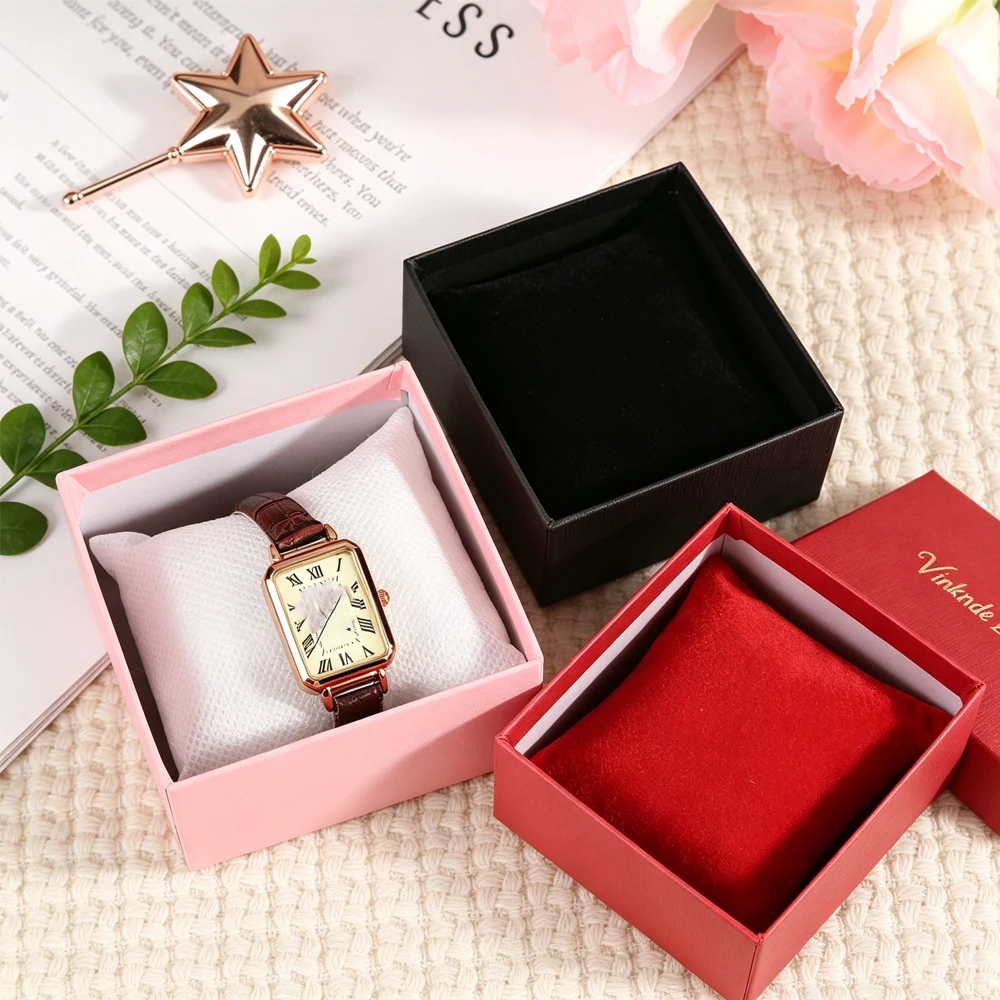 

24Pcs Custom Logo Watch Box 8*8.5*5.2cm Retro High end Gift Box Durable Bracelet Earrings Gift Box Jewelry Watch Packaging Boxes