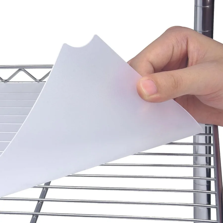 بطانة أرفف سلكية مقاس 18 بوصة × 48 بوصة حزمة قيمة مكونة من 5 سجادات بلاستيكية مسطحة شديدة التحمل مقاومة للماء وغير لاصقة ذات قوة صناعية للطبقة