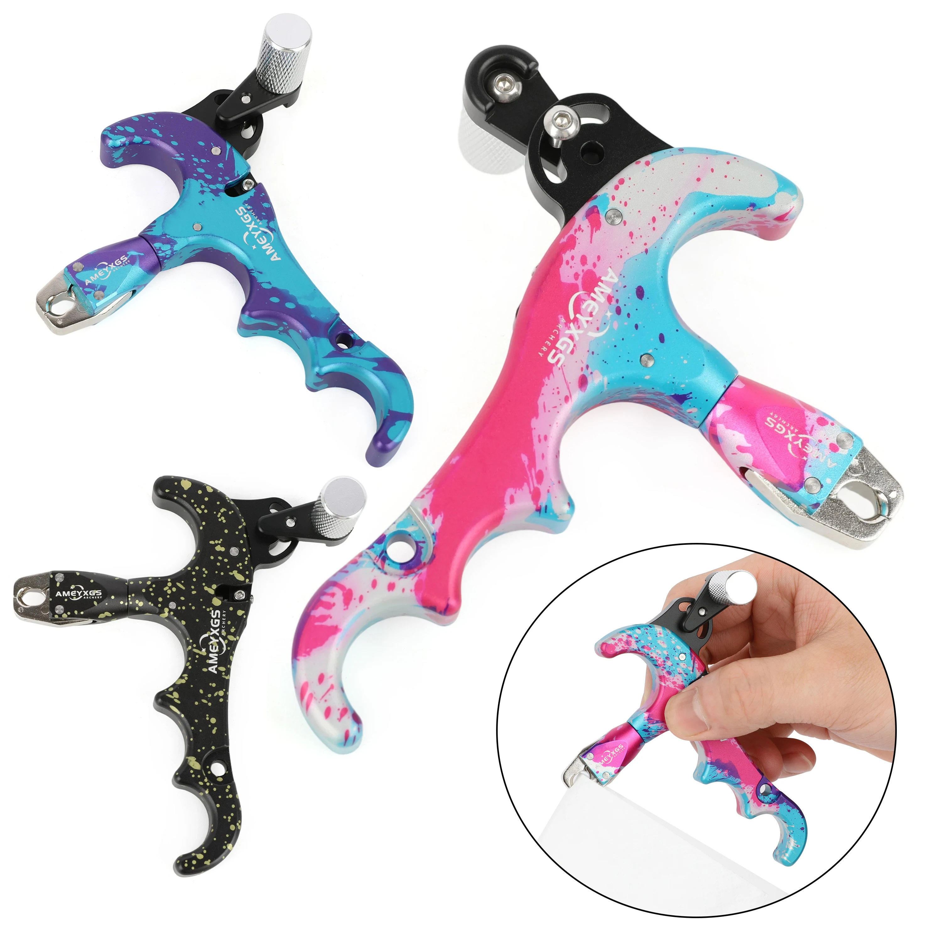 

Лук для стрельбы из композитного материала с 4-пальцевым спусковым механизмом 360 ° Регулируемая чувствительность клюва для левой/правой руки, для охоты, стрельбы и тренировок.