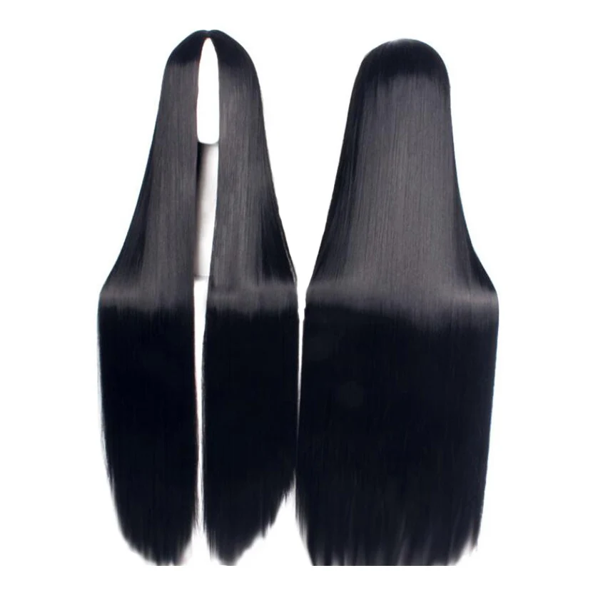 Middle Part Black Long Wig Anime Cartoon Character Cosplay Central Parting Universal Wigs Synthetic Hair Extensions