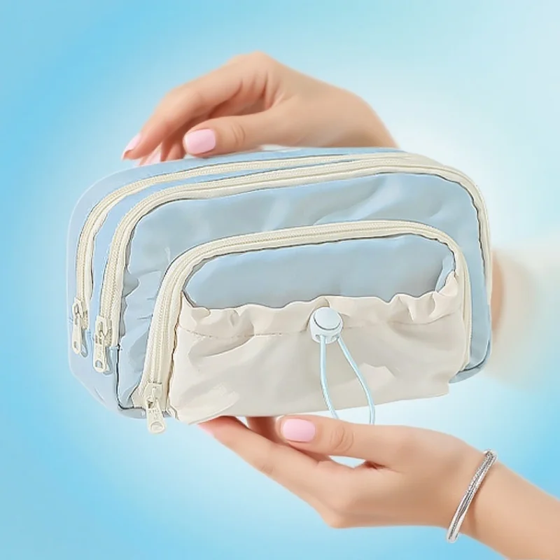 

New 5-Layered Kawaii Pencil Bag - Large Capacity Front Pocket Pencil Case, Ins Style Stationery Organizer for School & Office