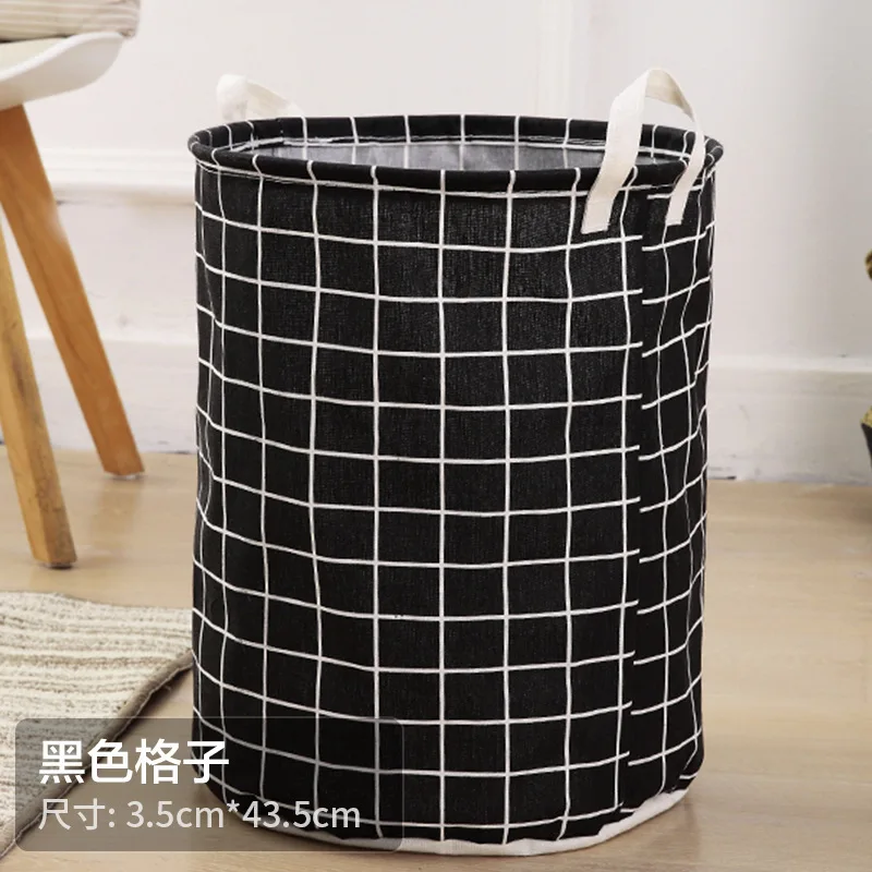 Cotton Linen Dirty Laundry Basket Foldable Round Waterproof Organizer Bucket Clothing Children Toy Large Capacity Storage Home