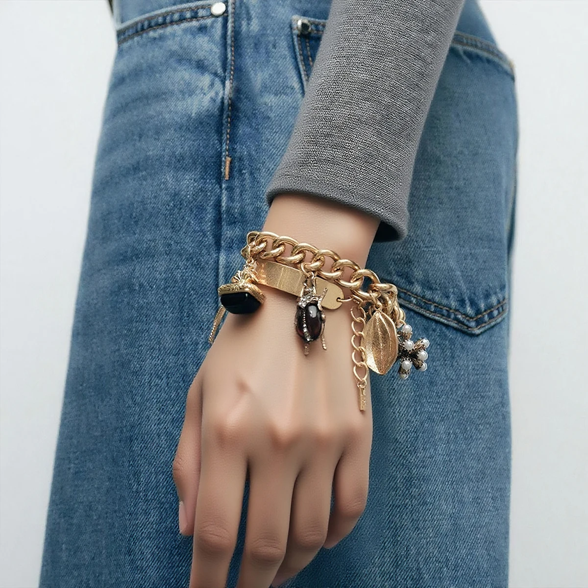 

ZAA Vintage Metal Bracelets Bangles Geometric Charms Bracelet for Women Fashion Jewelry Holiday Party Gifts