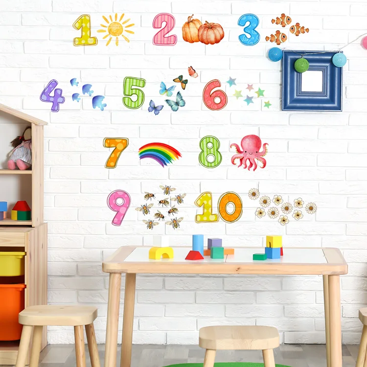 Cartoon Digitale Tiere Wandaufkleber Baby Kinder Puzzle Raumdekoration Tapete Schlafzimmer Heimdekoration Kinderzimmer Selbstklebende Aufkleber – Detail 6