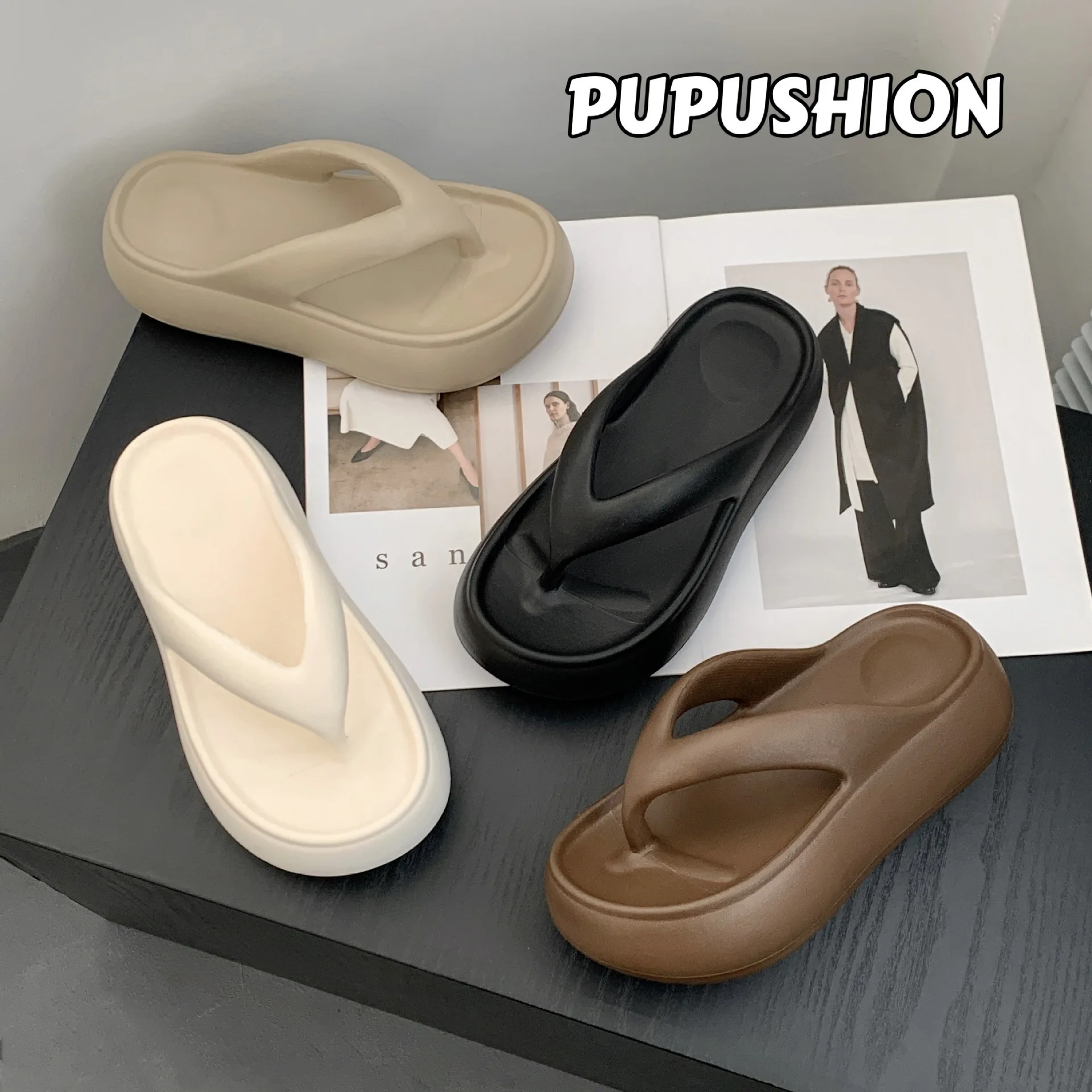 

Non-slip Beach Flip Flops Women Summer Clip Toe Thick Bottom Cloud Slippers Woman 2025 Soft Sole Platform Sandals Slides Female