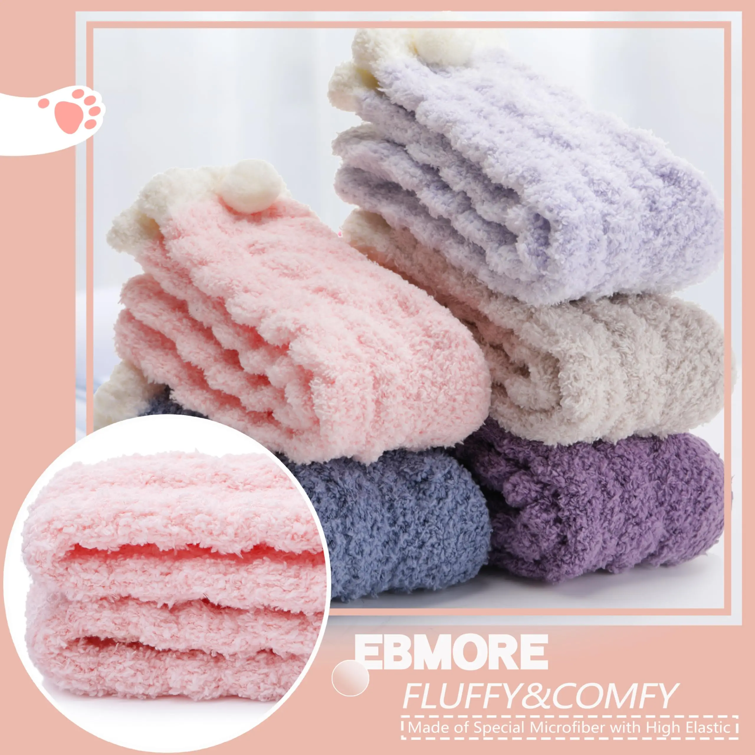 5pairs/lot Winter and Autunm Womens Fuzzy Socks Slipper Fluffy Cozy Comfy Cabin Plush Warm Winter Sleep Home Soft Socks