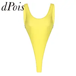 Women's Swimsuit Sexy High Cut Thongs Bodysuit Underwear One-piece Swimwear Sleeveless Leotard Femme Swimming Bathing Suit