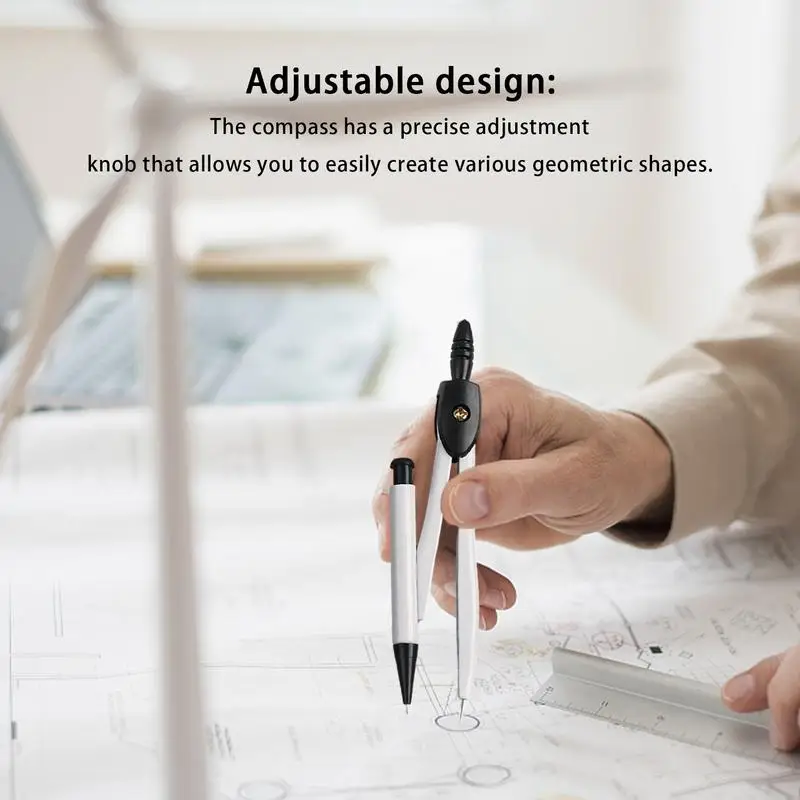 Bussola geometrica bussola a matita con scatola portaoggetti bussola da disegno in acciaio inossidabile strumento di precisione per geometria per forniture di classe