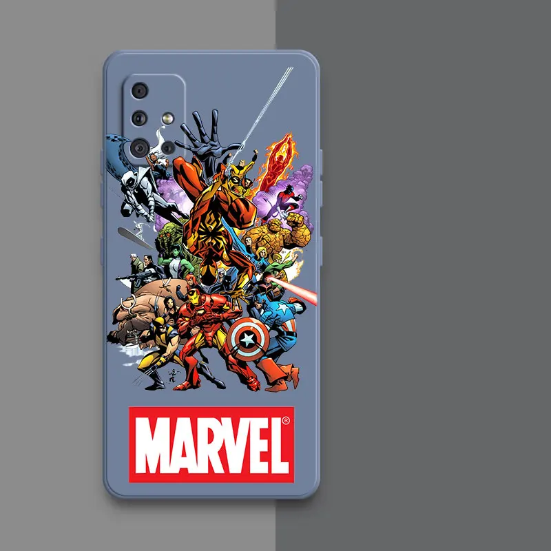 Marvel Comics Heroes Liquid Silicone Case For Samsung Galaxy M14 M54 M33 M53 M23 M13 M12 M52 5G A21S A20E A31 A40 A41 A03 Core