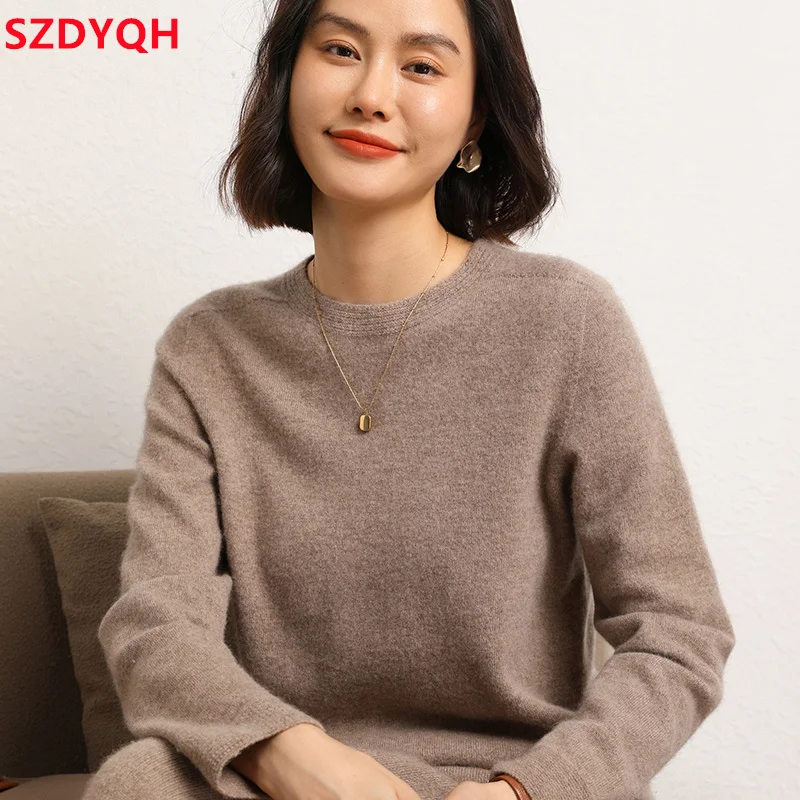 2023 Autumn Winter Women\'s 100% Cashmere Sweater O-Neck High Quality Soft Warm Pullover Female Solid Casual Knitted Jumper Tops