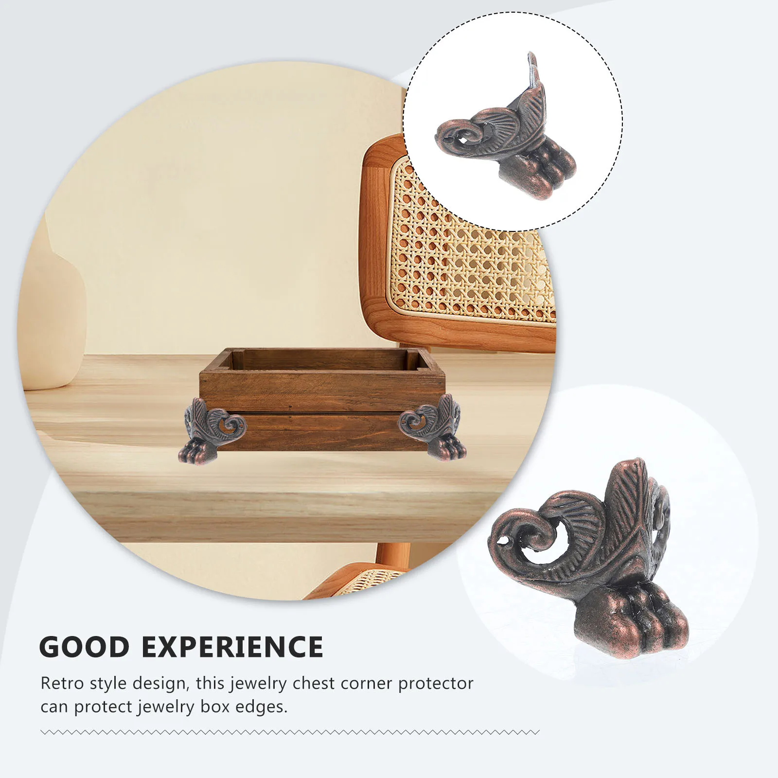 

10Pcs Vintage Jewelry Box Corner Guard Zinc Alloy Thickened Protector Metal Feet Decorative Wooden Case Edge Protector