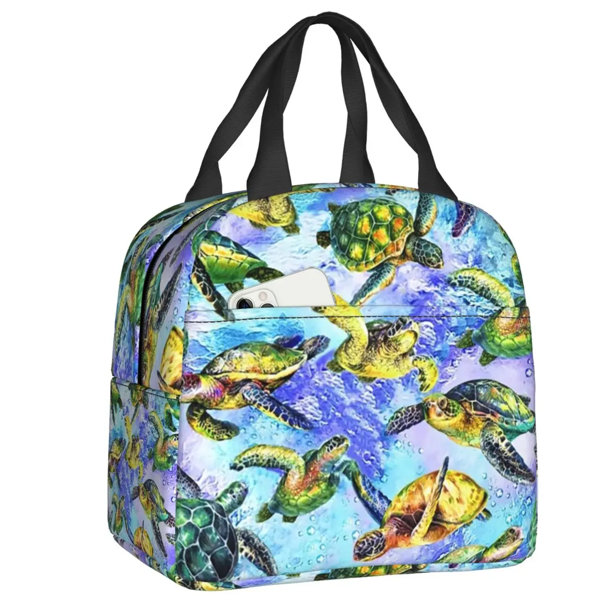 

Colorful Turtles Insulated Lunch Tote Bag for Women Ocean Animal Lover Portable Cooler Thermal Food Lunch Box Work School Travel