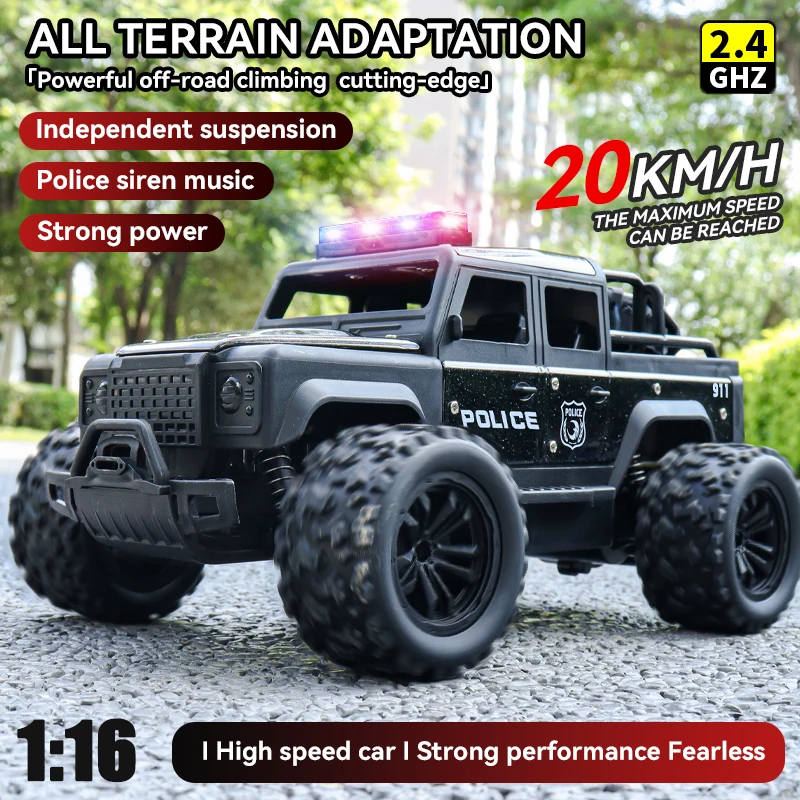

1:16 Высокоскоростные внедорожные легкосплавные радиоуправляемые автомобили Полицейский грузовик Джип с музыкальным звуком и светодиодной подсветкой 2,4G Автомобили с дистанционным управлением Игрушка на открытом воздухе